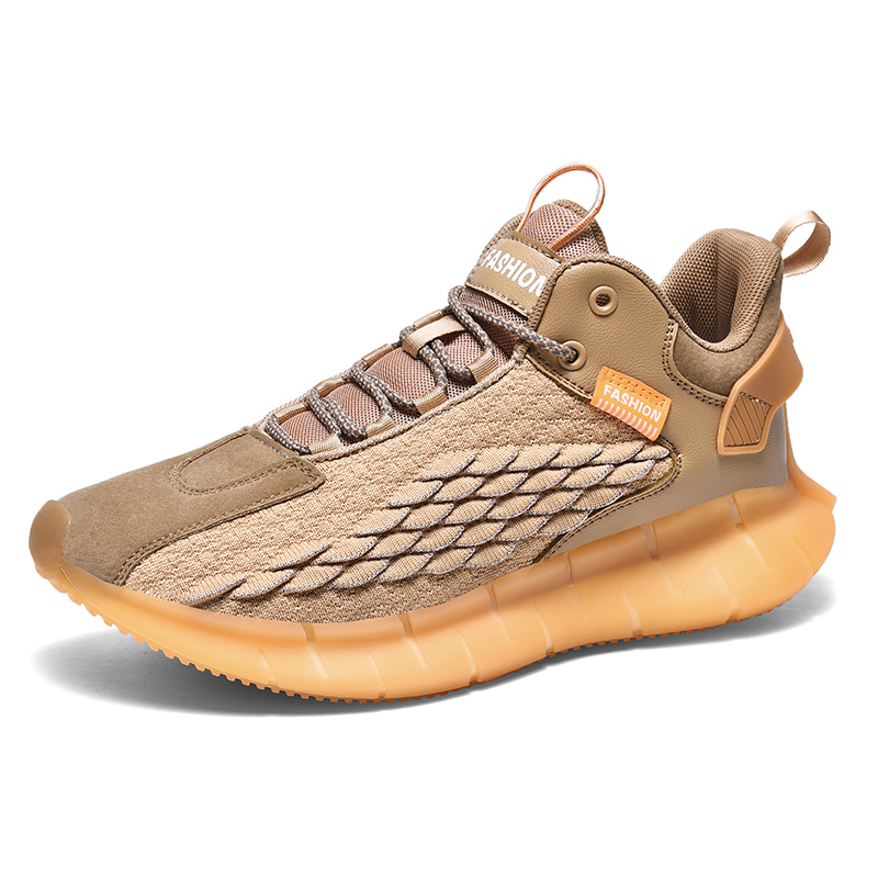 Men Fly Knit Elastic Sport Shoes Casual  Breathable Popcorn Running Shoes Outdoor Non-slip Sneakers