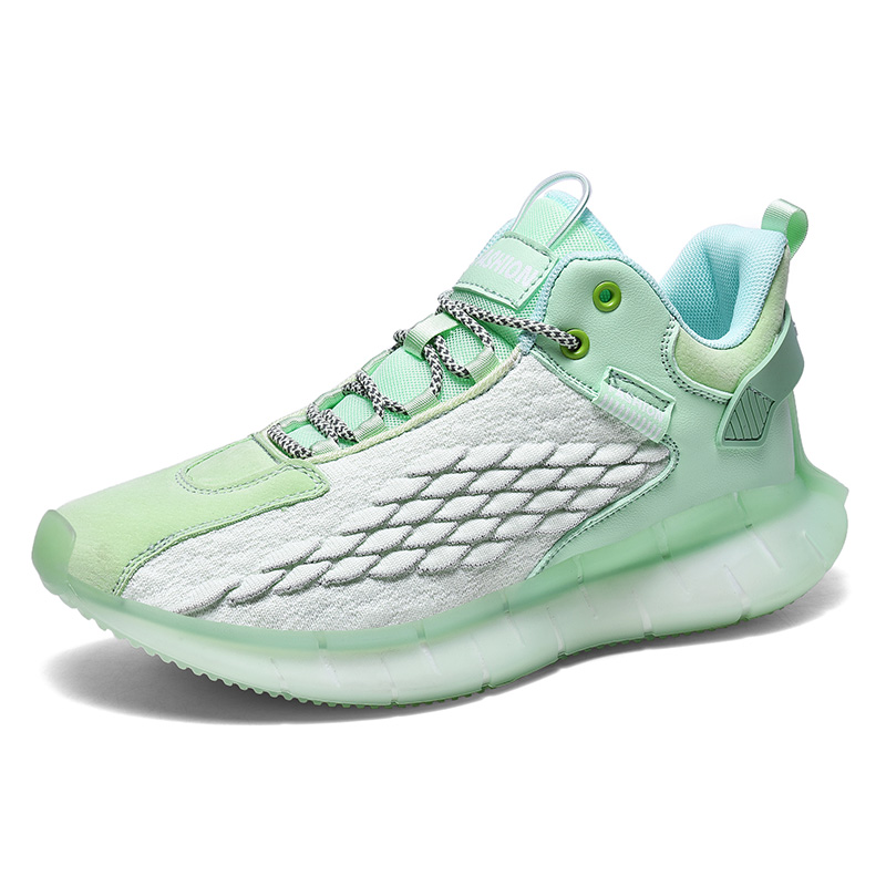 Men Fly Knit Elastic Sport Shoes Casual  Breathable Popcorn Running Shoes Outdoor Non-slip Sneakers
