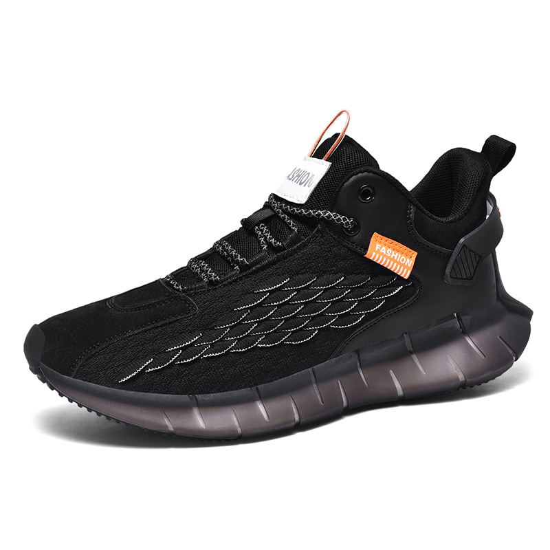 Men Fly Knit Elastic Sport Shoes Casual  Breathable Popcorn Running Shoes Outdoor Non-slip Sneakers