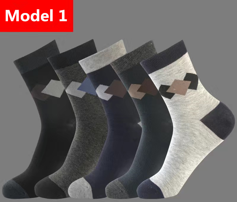 PNR 【5PC socks】men&apos;s tube cotton socks deodorant sweat-absorbent men&apos;s socks quality business socks
