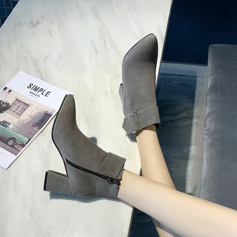 PNR 2021 women&apos;s boots fashion thick heel short boots women&apos;s high heel boots quality ladies shoes