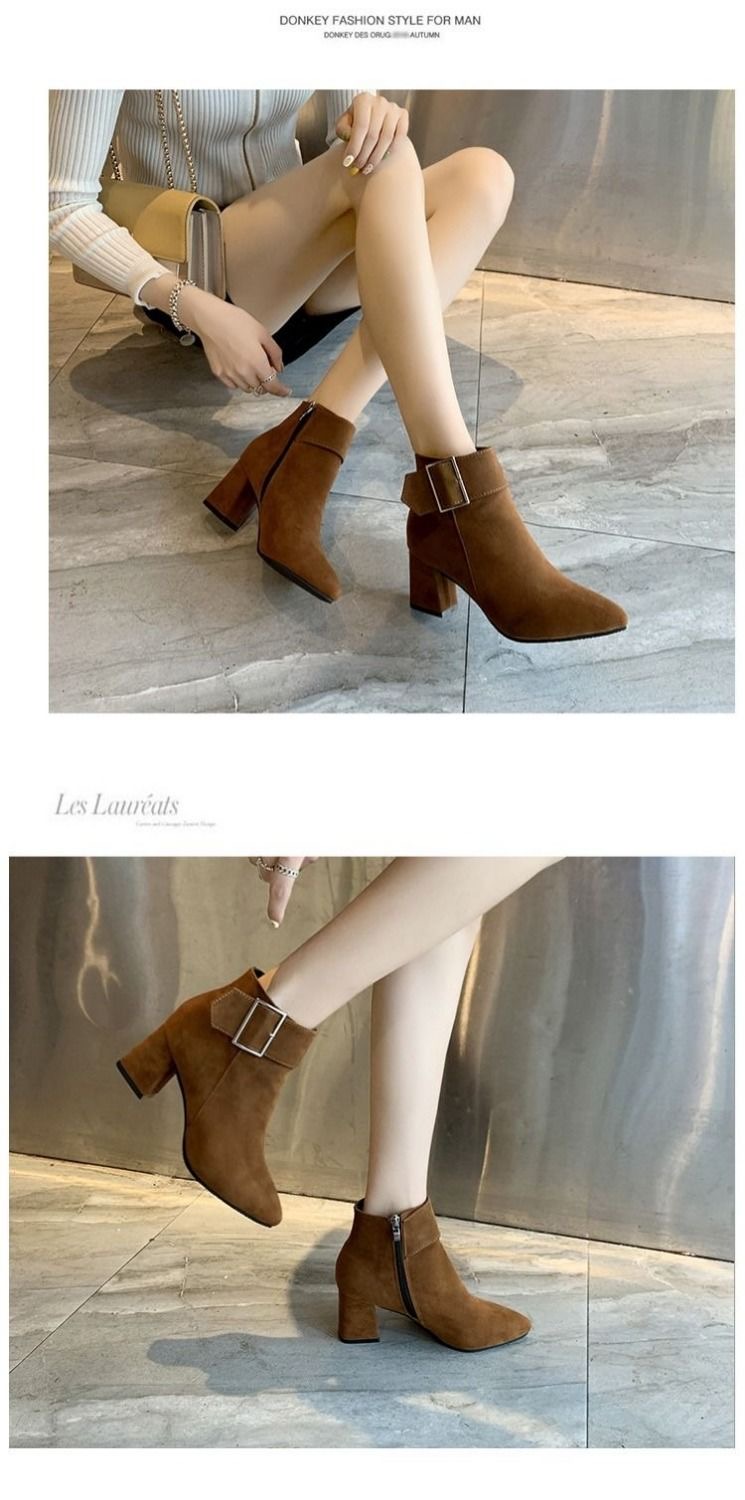 PNR 2021 women&apos;s boots fashion thick heel short boots women&apos;s high heel boots quality ladies shoes