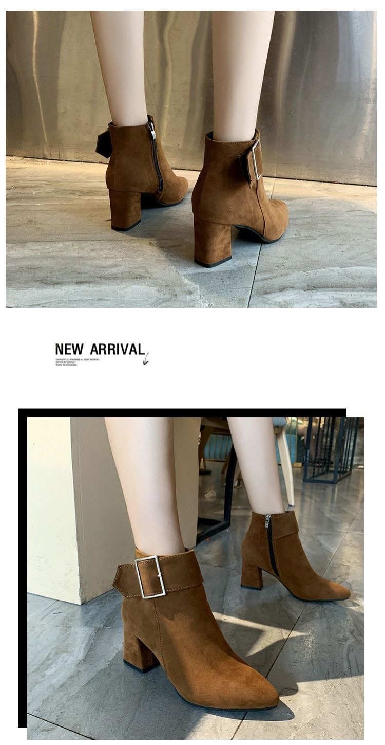 PNR 2021 women&apos;s boots fashion thick heel short boots women&apos;s high heel boots quality ladies shoes