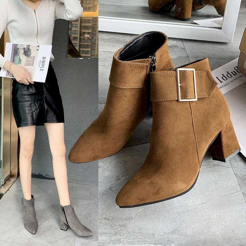 PNR 2021 women&apos;s boots fashion thick heel short boots women&apos;s high heel boots quality ladies shoes