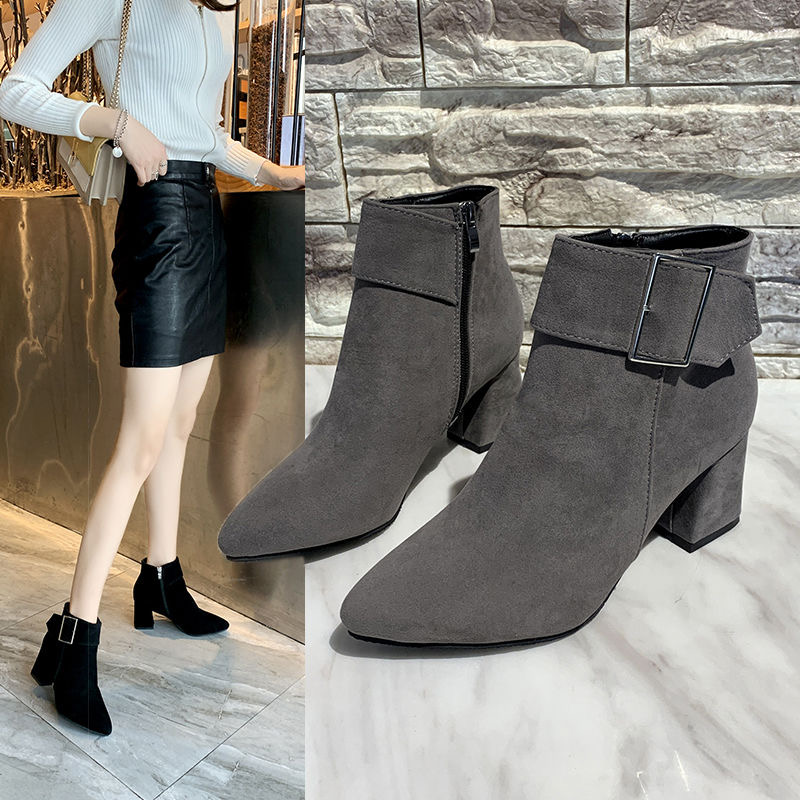 PNR 2021 women&apos;s boots fashion thick heel short boots women&apos;s high heel boots quality ladies shoes