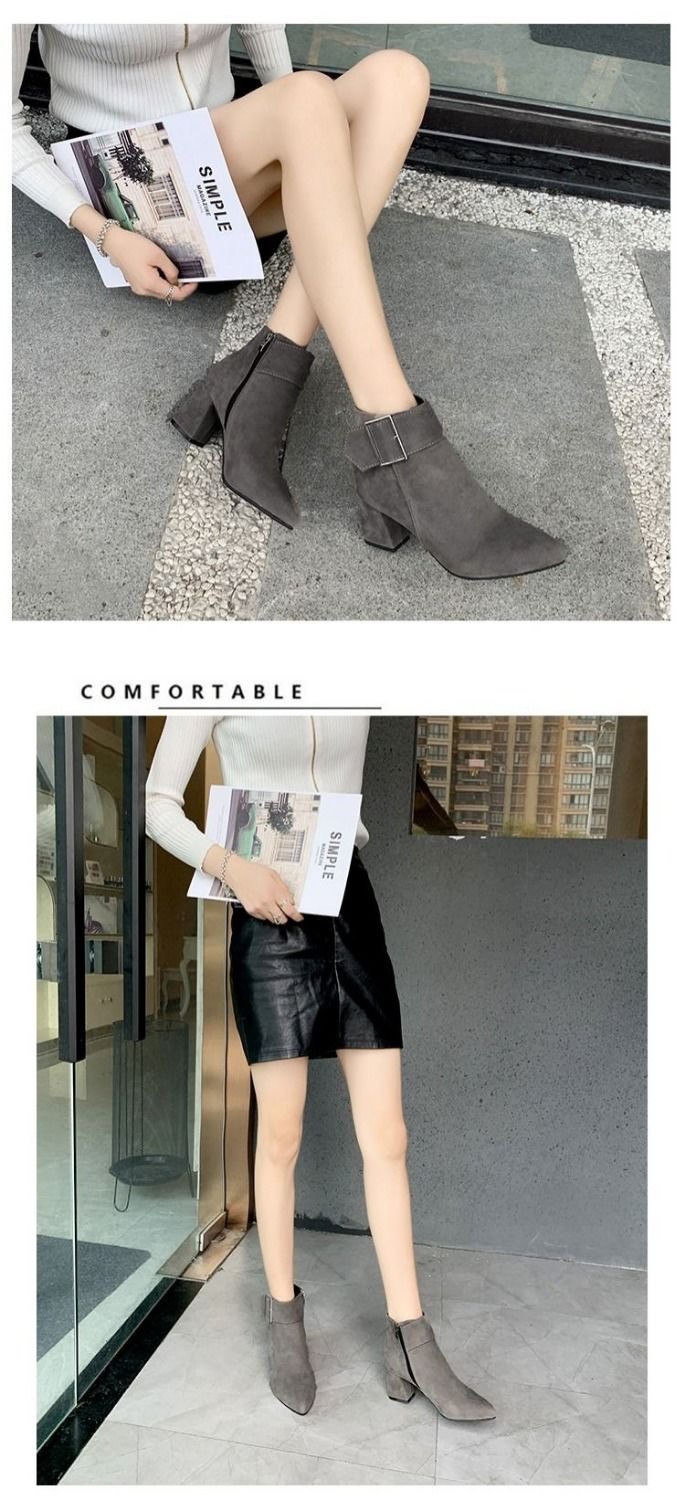 PNR 2021 women&apos;s boots fashion thick heel short boots women&apos;s high heel boots quality ladies shoes