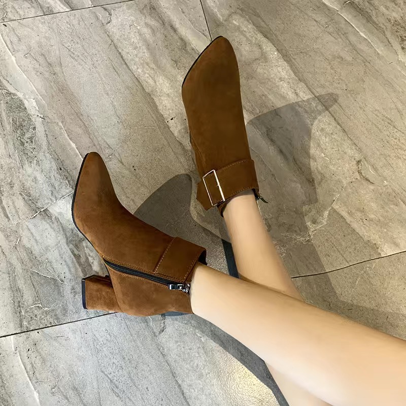 PNR 2021 women&apos;s boots fashion thick heel short boots women&apos;s high heel boots quality ladies shoes