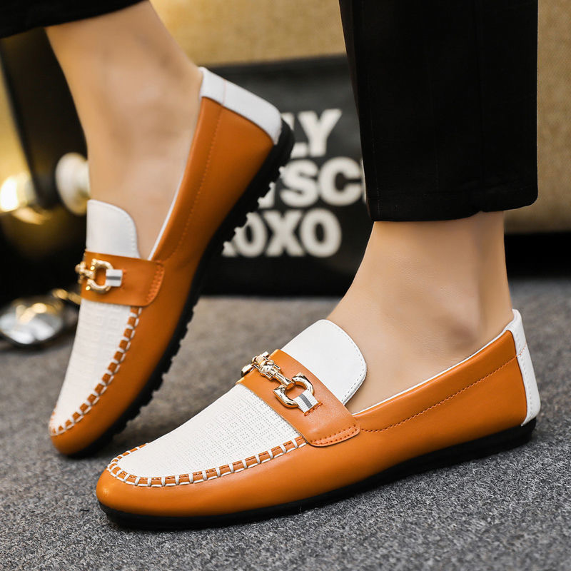 PNR 2021 new men&apos;s casual shoes bean shoes soft leather soft bottom driving shoes lazy shoes