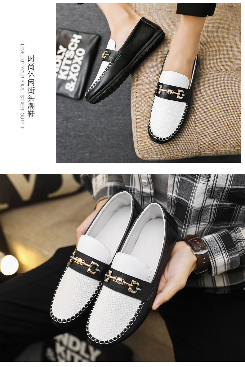 PNR 2021 new men&apos;s casual shoes bean shoes soft leather soft bottom driving shoes lazy shoes
