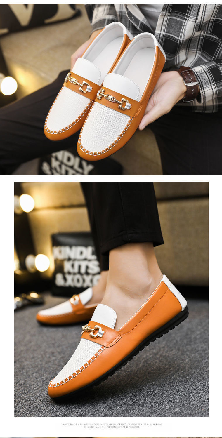 PNR 2021 new men&apos;s casual shoes bean shoes soft leather soft bottom driving shoes lazy shoes