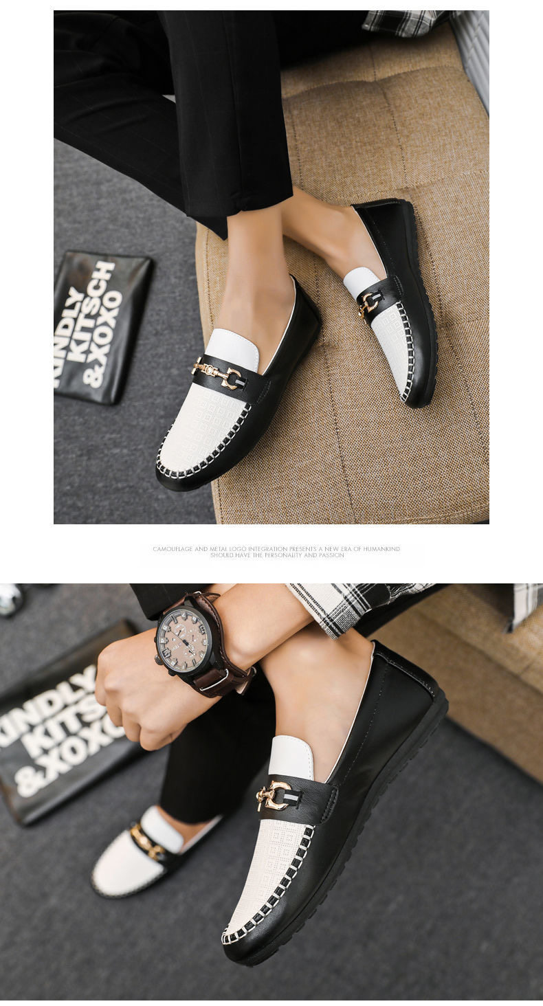 PNR 2021 new men&apos;s casual shoes bean shoes soft leather soft bottom driving shoes lazy shoes