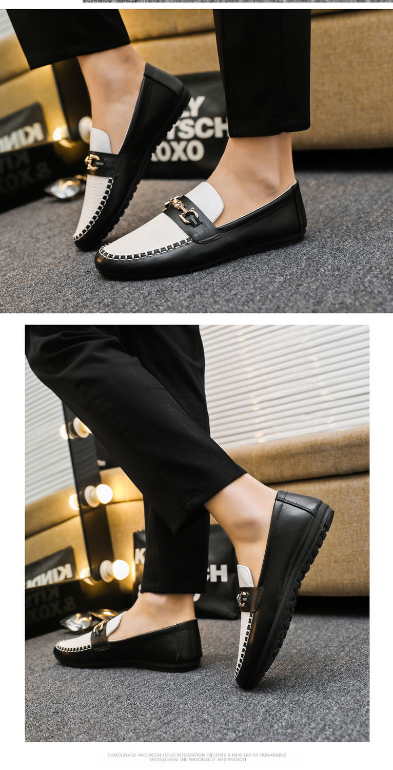 PNR 2021 new men&apos;s casual shoes bean shoes soft leather soft bottom driving shoes lazy shoes