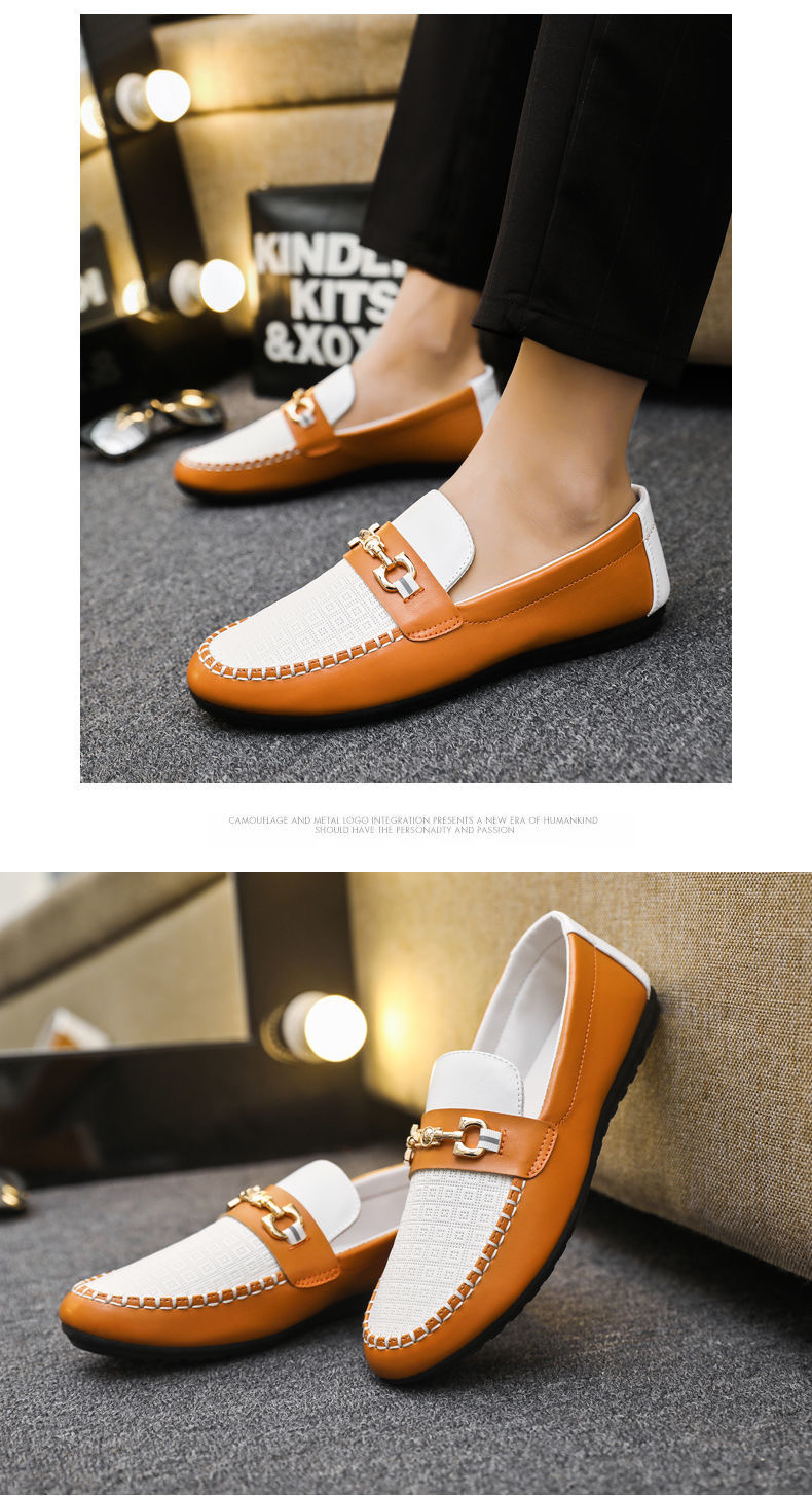 PNR 2021 new men&apos;s casual shoes bean shoes soft leather soft bottom driving shoes lazy shoes