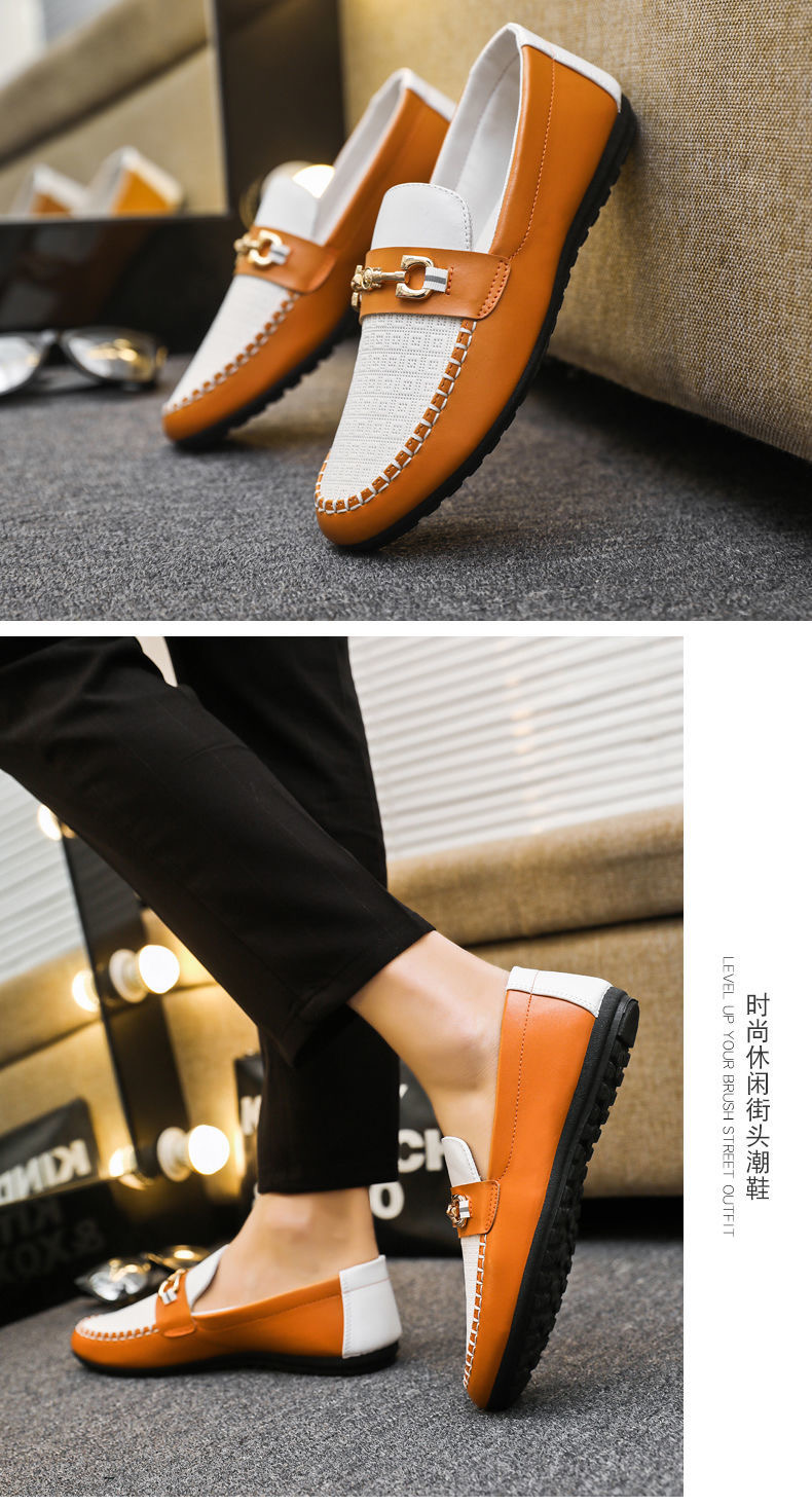 PNR 2021 new men&apos;s casual shoes bean shoes soft leather soft bottom driving shoes lazy shoes