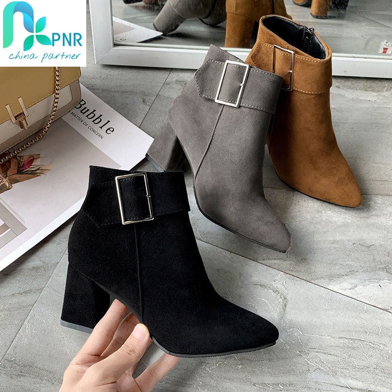 PNR 2021 women&apos;s boots fashion thick heel short boots women&apos;s high heel boots quality ladies shoes