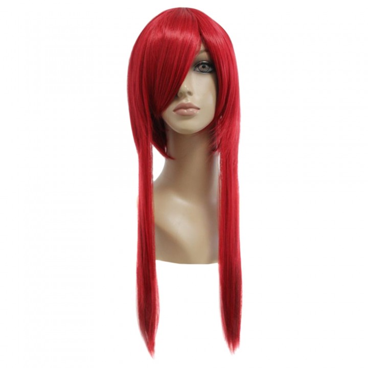 Dark Red Full Wigs with Ponytail Cosplay for Puell