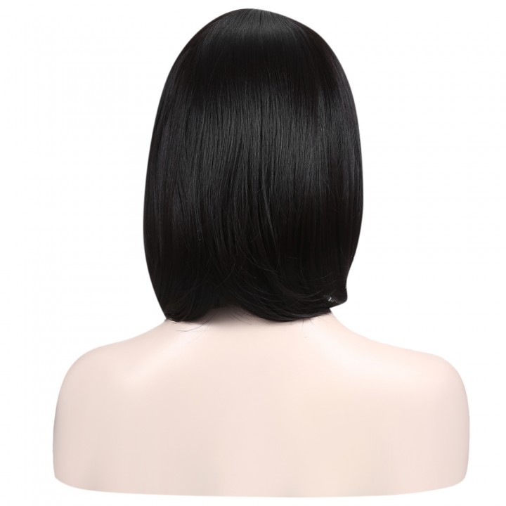 Short Side Part Tail Upwards Natural Straight Bob
