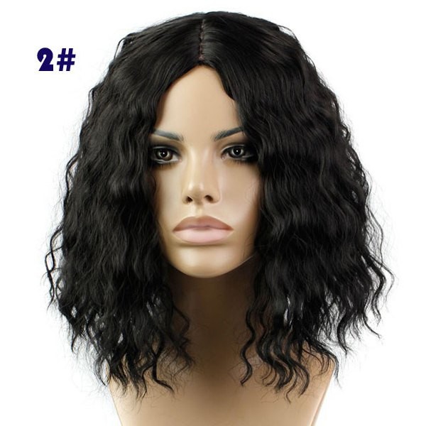 Trendy Centre Parting Charming Medium Curly Black