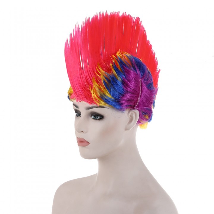 Groovy Rainbow Mohawk Wig Fans Hair Party Cosplay