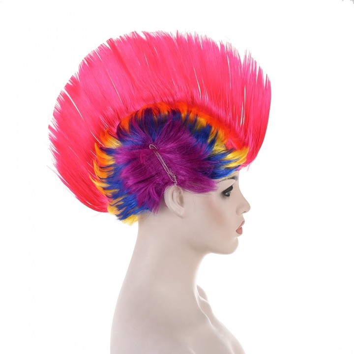 Groovy Rainbow Mohawk Wig Fans Hair Party Cosplay
