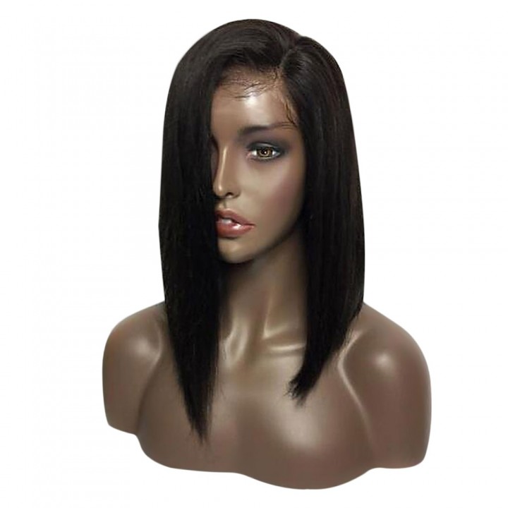 Medium Sided Part Bob Straight Lace Front Syntheti