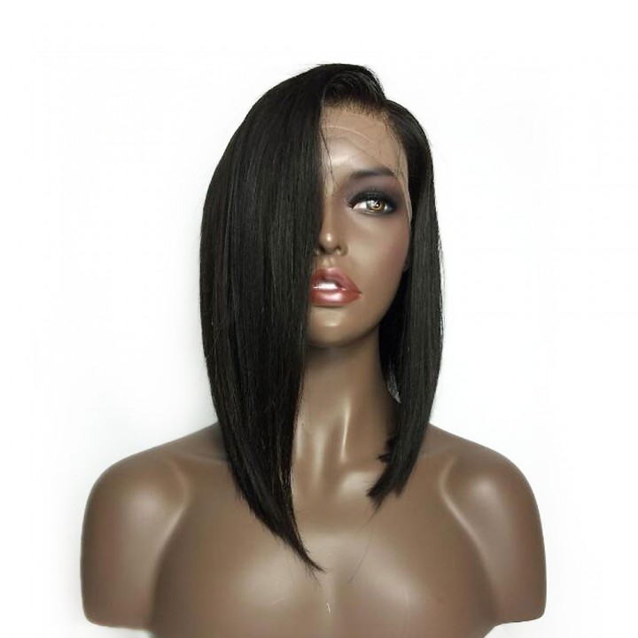 Medium Sided Part Bob Straight Lace Front Syntheti