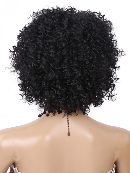 Short Full Bang Fluffy kinky Curly Synthetic Wig
