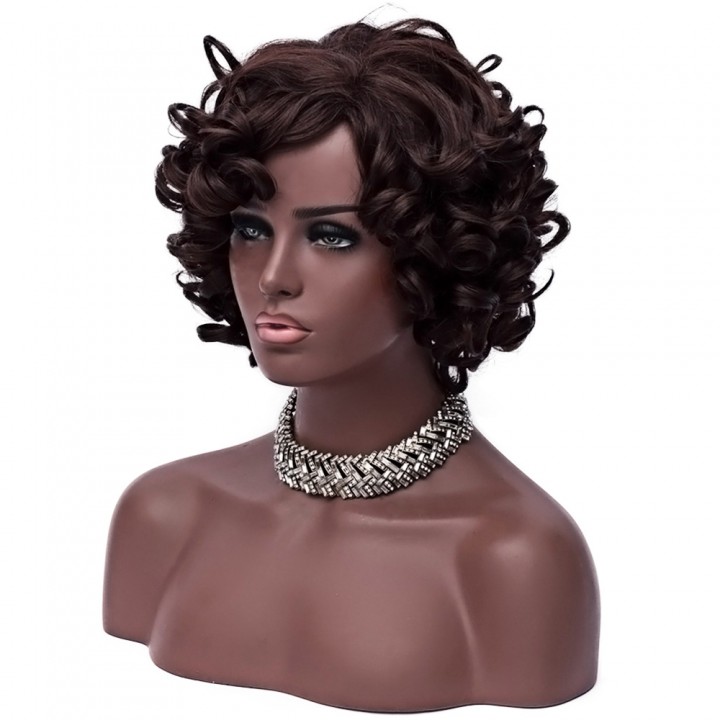 Synthetic Kinky Curly Wig Women Side Bang Short Ha