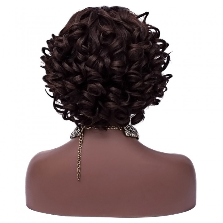 Synthetic Kinky Curly Wig Women Side Bang Short Ha