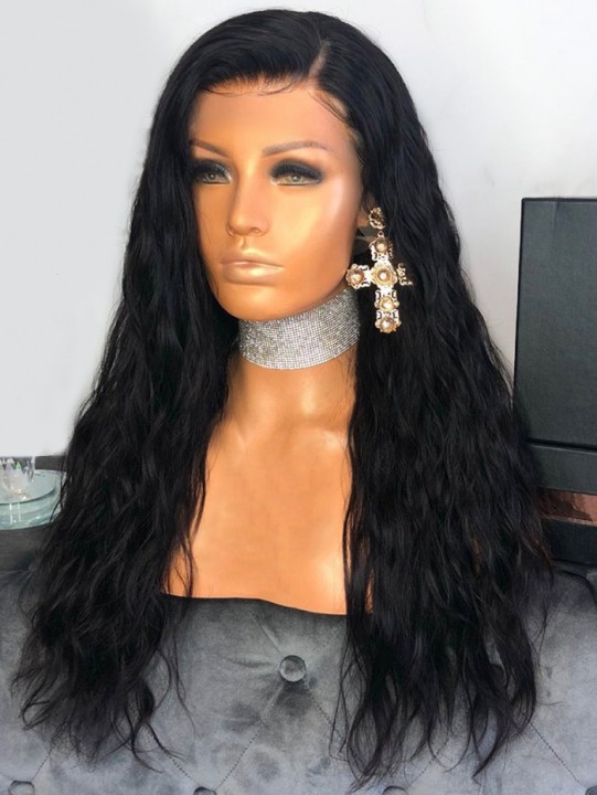 Long Oblique Bang Corn Hot Wavy Synthetic Wig