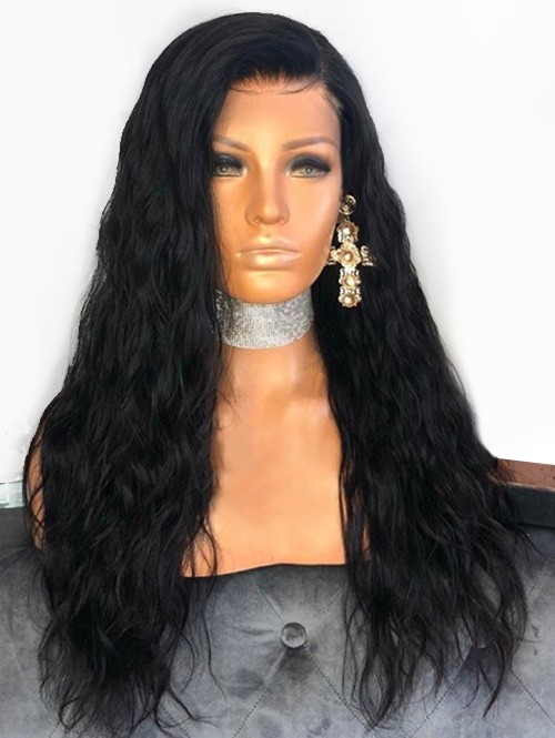 Long Oblique Bang Corn Hot Wavy Synthetic Wig