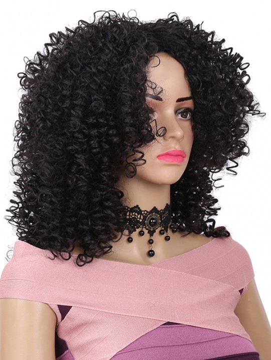 Medium Fluffy Afro Kinky Curly Synthetic Wig