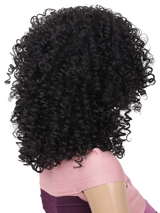 Medium Fluffy Afro Kinky Curly Synthetic Wig