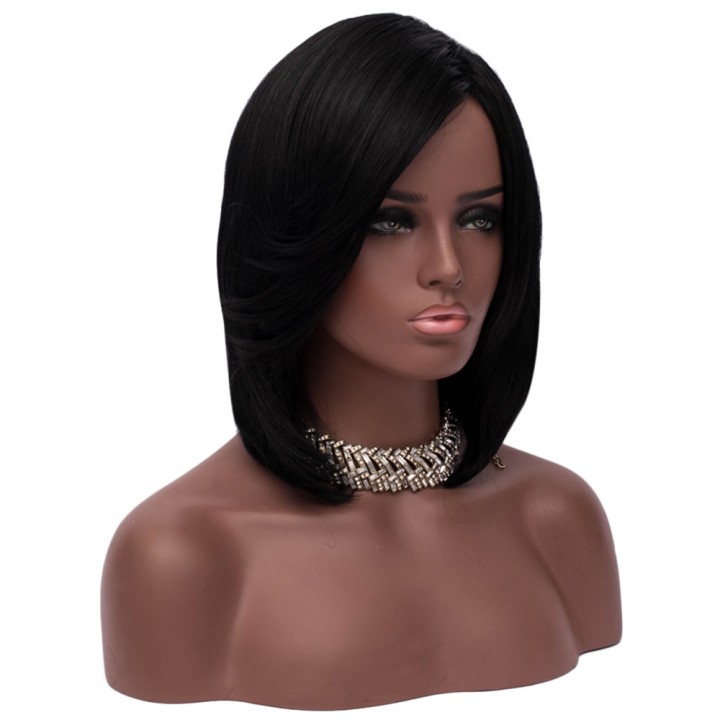 Medium Side Part Straight Feathered Bob Synthetic