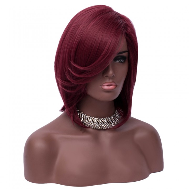 Medium Side Part Straight Feathered Bob Synthetic