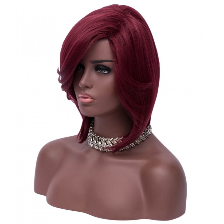 Medium Side Part Straight Feathered Bob Synthetic