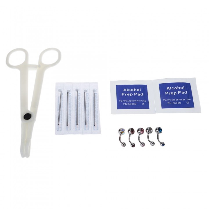 Pro Body Piercing Tool Kit Ear Nose Navel Ring Pun