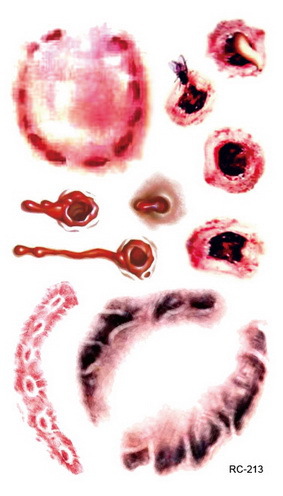 5PCS Waterproof Temporary Tattoo Stickers Horror Scar E