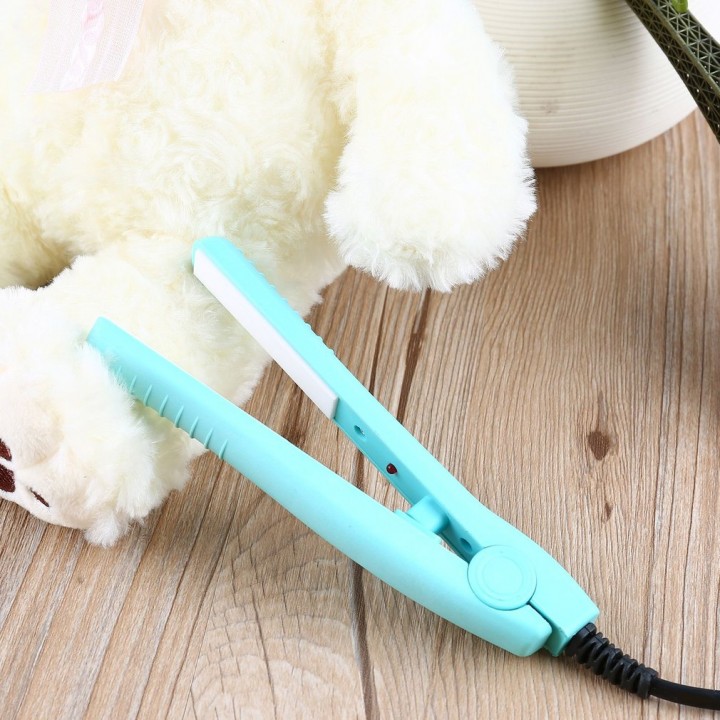 Mini Portable Electric Splint Flat Iron Ceramic Hair Curler &amp; Straightener US 220V