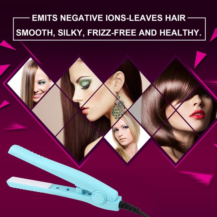 Mini Portable Electric Splint Flat Iron Ceramic Hair Curler &amp; Straightener US 220V