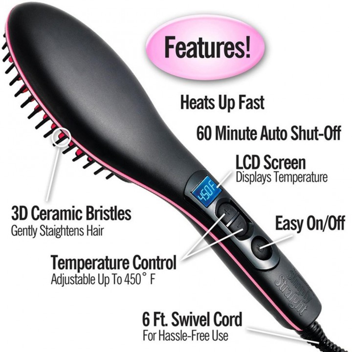 Hair Straight Electric Brush Professional LCD Fast Hair Straightener Comb