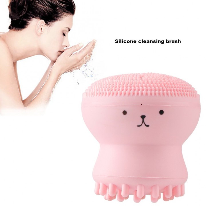 Cute Animal Small Octopus Shape Silicone Facial Cleaning Brush Exfoliator