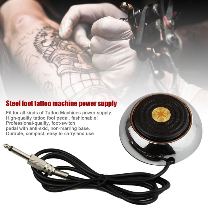 Stainless Steel Round Foot Pedal Switch Power Supply For Tattoo Machine