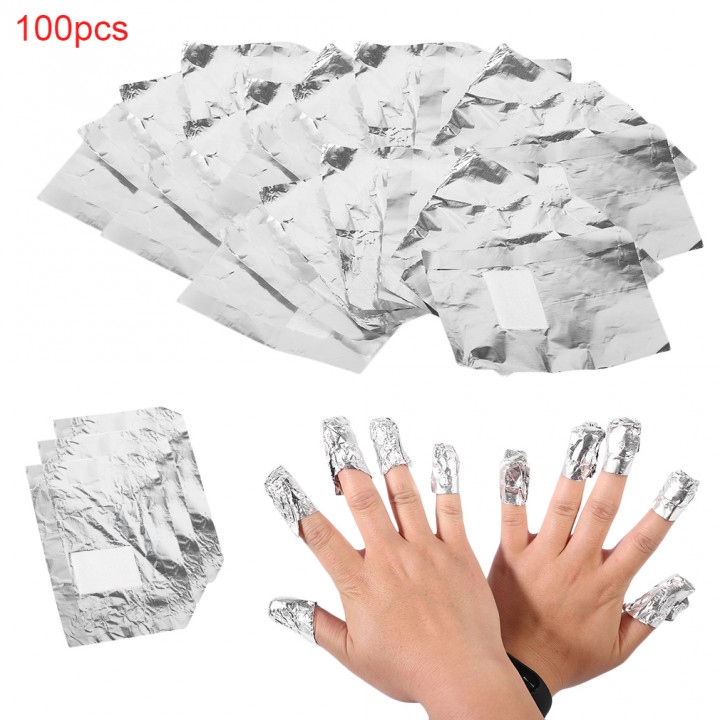 100pcs Aluminium Foil Nail Art Soak Off Acrylic Gel Polish Nail Wraps Remover