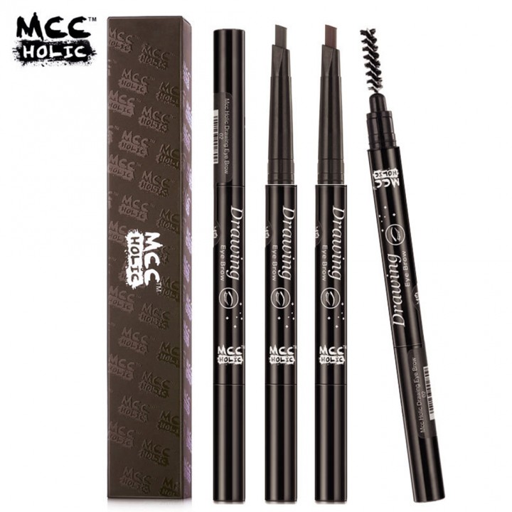 Double Head Automatic Rotation Waterproof Eye Brow Eyeliner Pen Makeup Pencil