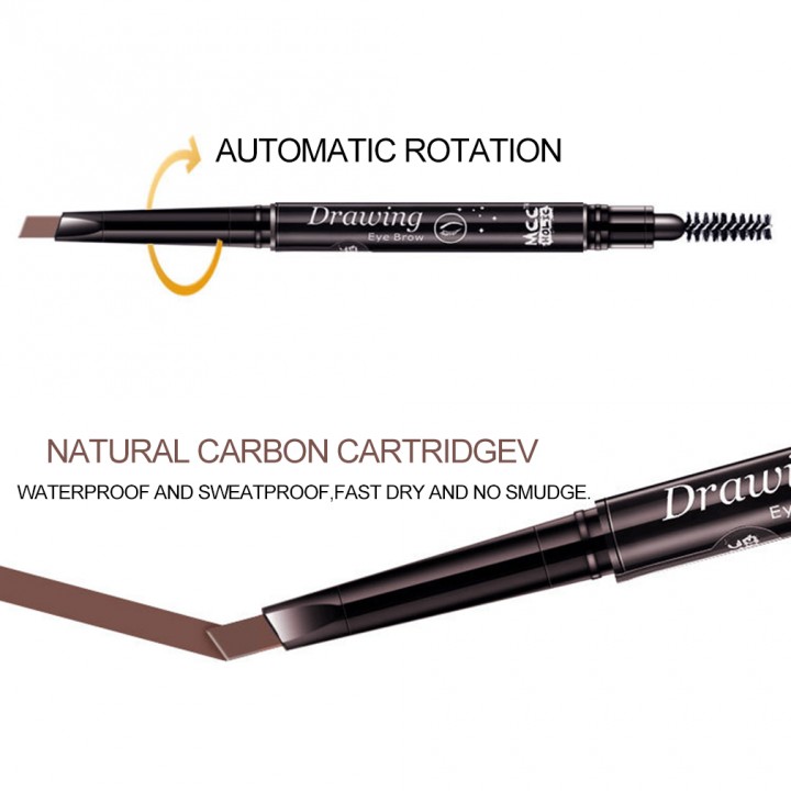 Double Head Automatic Rotation Waterproof Eye Brow Eyeliner Pen Makeup Pencil