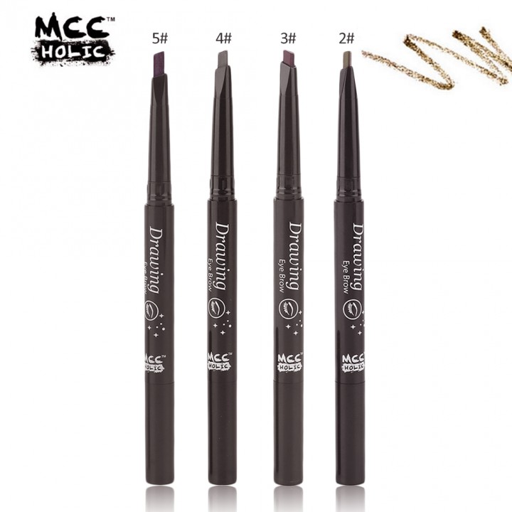Double Head Automatic Rotation Waterproof Eye Brow Eyeliner Pen Makeup Pencil