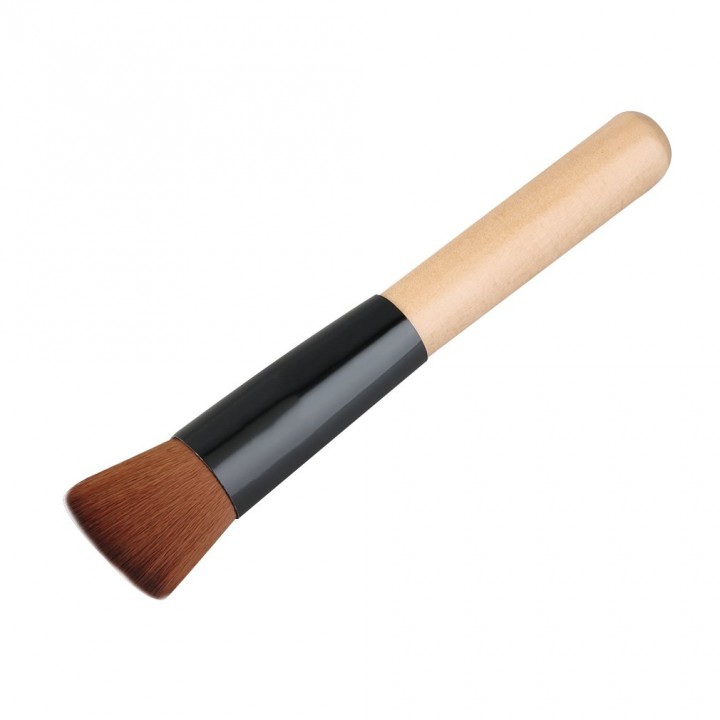 Flat Angled Wooden Liquid Foundation Powder Contour Makeup Brush Tool