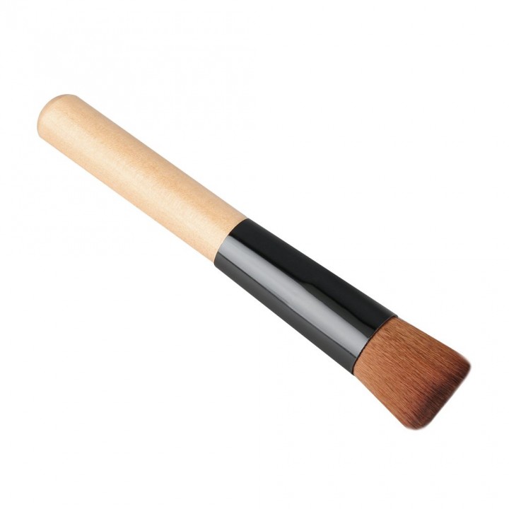 Flat Angled Wooden Liquid Foundation Powder Contour Makeup Brush Tool