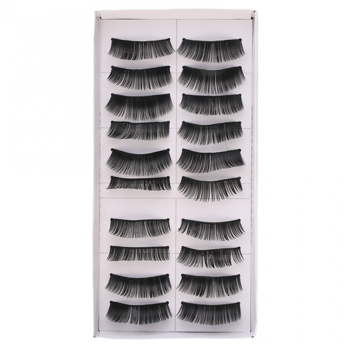 10 Pairs Thick False Eyeflashes Dense Fake Lashes Individual Black
